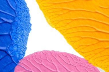 Beyaz kağıda akrilik renkler çizdim ve kağıdı karıştırılmış akrilik renklerin dokusunu oluşturan rorschach mürekkep lekesine benzer şekilde katladım..