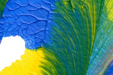 Beyaz kağıda akrilik renkler çizdim ve kağıdı karıştırılmış akrilik renklerin dokusunu oluşturan rorschach mürekkep lekesine benzer şekilde katladım..