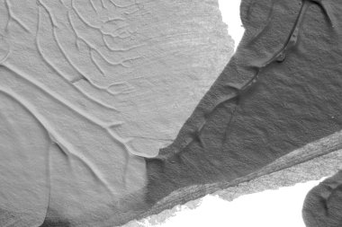 beyaz kağıt arkaplan üzerinde siyah beyaz soyut akrilik boya renk dokusu rorschach mürekkep lekesi yöntemi kullanarak