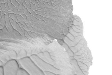 beyaz kağıt arkaplan üzerinde siyah beyaz soyut akrilik boya renk dokusu rorschach mürekkep lekesi yöntemi kullanarak