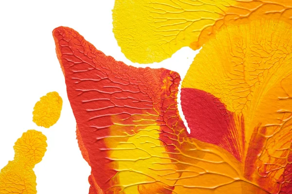 Vermelho Amarelo Abstrato Acrílico Pintura Cor Textura Fundo Papel Branco — Fotografia de Stock