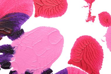 pink purple abstract acrylic painting color texture on white paper background by using rorschach inkblot method