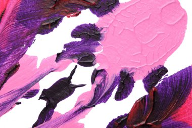 pink purple abstract acrylic painting color texture on white paper background by using rorschach inkblot method