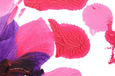 pink purple abstract acrylic painting color texture on white paper background by using rorschach inkblot method