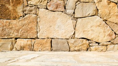 sarı taş duvar ve döşeme arka planı