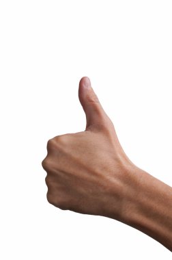 el başparmak ile beyaz zemin üzerine izole. ok işareti ile adam