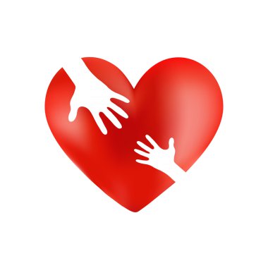 Kırmızı kalp şefkatli eller