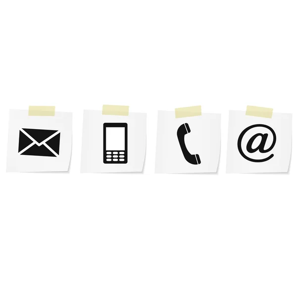 연락처 아이콘을 설정-봉투, 모바일, 전화, 메일 — 스톡 벡터