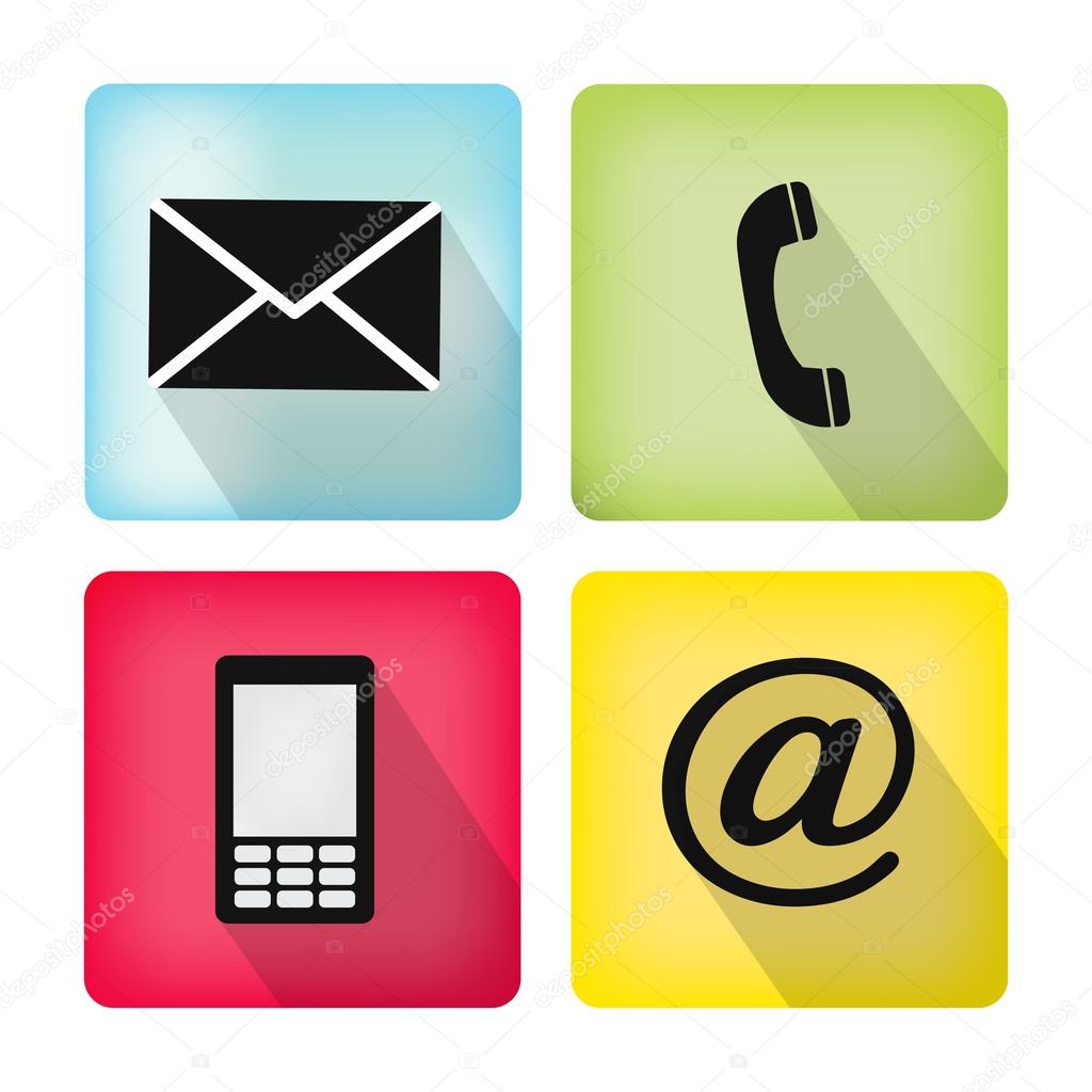 Contact icons set - envelope, mobile, phone, mail