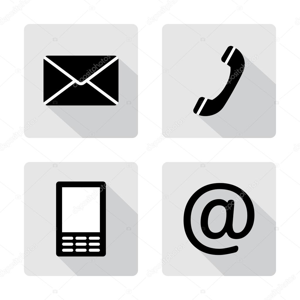 Contact icons buttons set - envelope, mobile, phone, mail