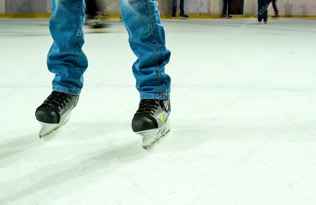 Legs in ice skates