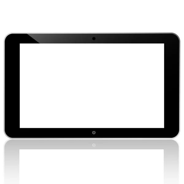 Black computer tablet touchscreen on white background. vector re — Stock Vector