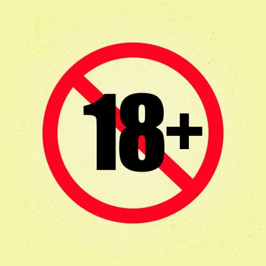 yasak - 18 bej renkli kağıt doku zemin üzerine işaret