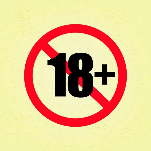 18 prohibido - Firmar en fondo de textura de papel beige — Vector de stock