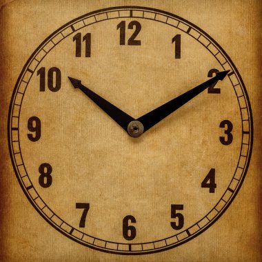 Textured old paper clock face showing 10:10 clipart