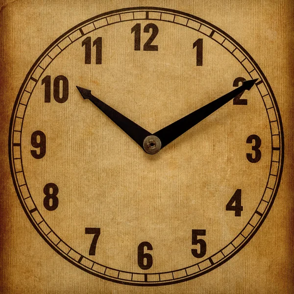 Textured old paper clock face showing 10:10 — Stock Photo, Image