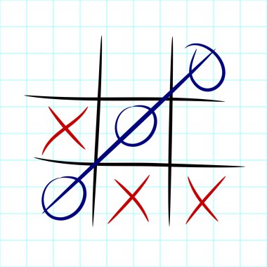 Tic tac toe game on maths paper sheet - EPS10 clipart