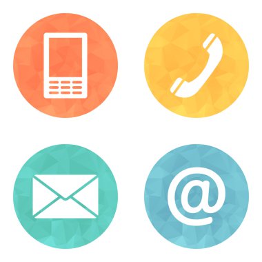 iletişim simgeler düğme set - zarf, cep, telefonu, mail