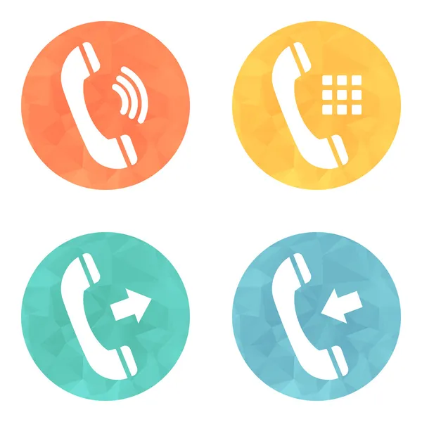 Icone del telefono impostate su sfondo pulsanti colorati . — Vettoriale Stock