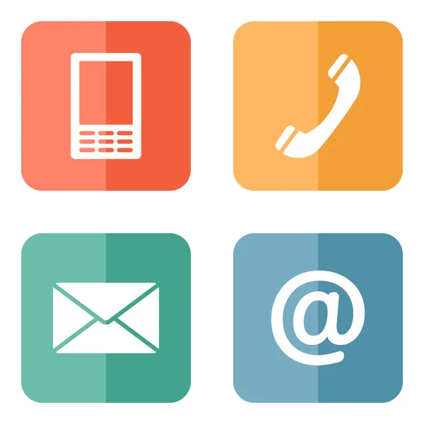 Kontakta ikoner knapparna set - kuvert, mobil, telefon, e-post — Stock vektor