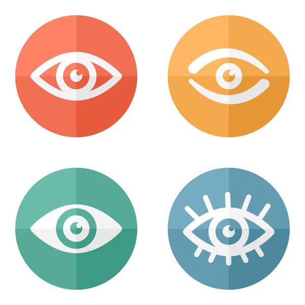 Coleção de ícones de olhos em botões coloridos — Vetor de Stock