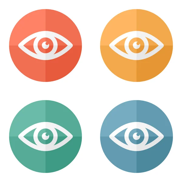 Coleção de ícones de olhos em botões coloridos — Vetor de Stock