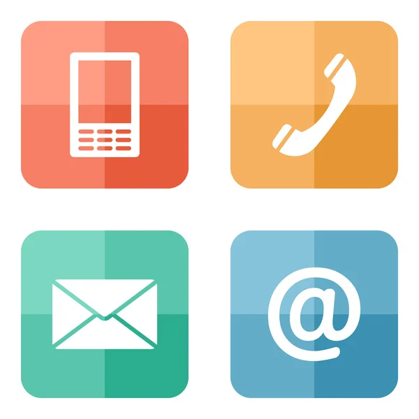 Ensemble de boutons d'icônes de contact enveloppe, mobile, téléphone, courrier — Image vectorielle