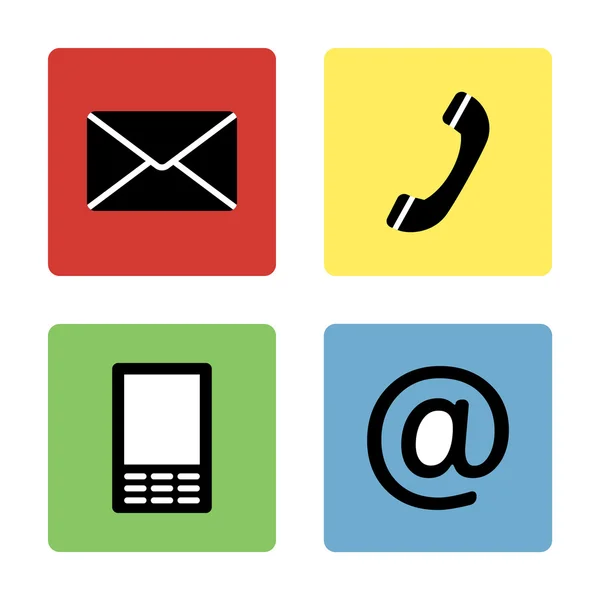 Contact icons buttons set - envelope, mobile, phone, mail — Stock Vector