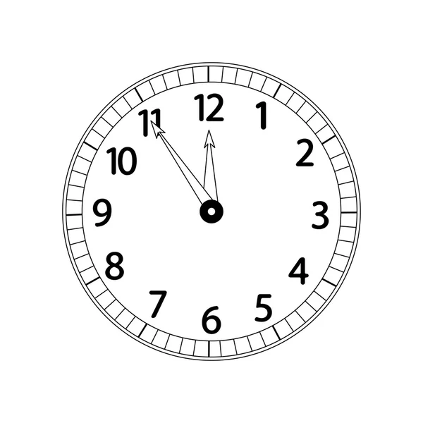 Reloj monocromo, aislado sobre fondo blanco — Vector de stock