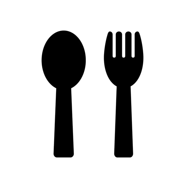 Icône de fourchette et cuillère isolée sur fond blanc — Image vectorielle