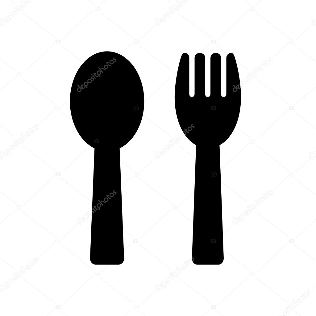 Fork and spoon icon isolated  on white background