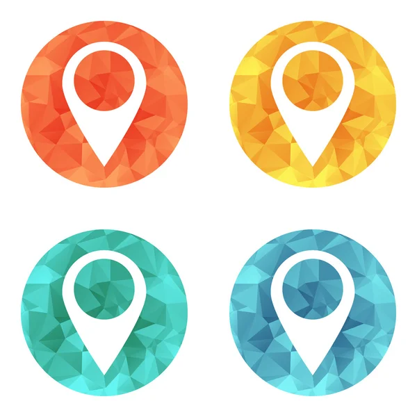 Icono de puntero de mapa en botones brillantes — Vector de stock