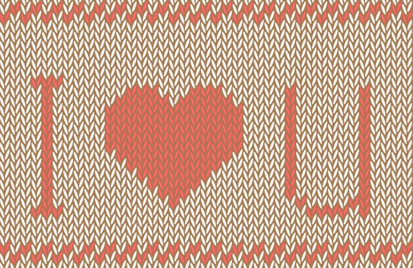 Vector knitted background. I love you pattern — Stock Vector
