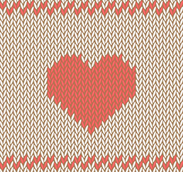 Vector knitted background with heart pattern. — Stock Vector