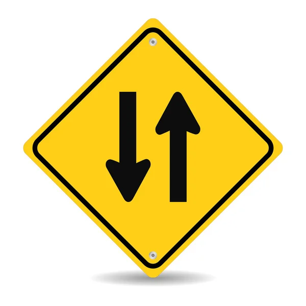 Dvě cesty dopravní značkou na bílém pozadí — Stockový vektor