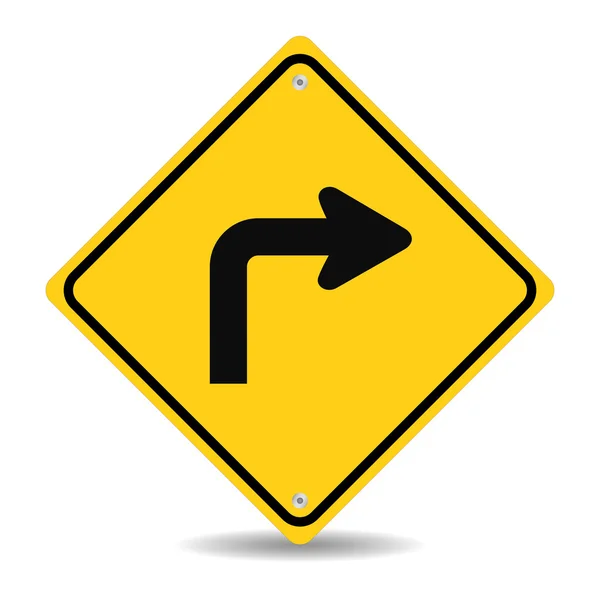 Vire à direita sinal de trânsito — Vetor de Stock