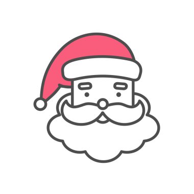 Noel Baba çizgi simgesi vektörü beyaz arkaplanda izole edildi.