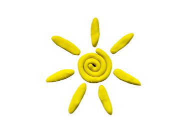Plasticine clay yellow sun isolated on white background clipart