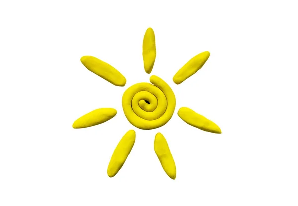 Plastová Hlína Žluté Slunce Izolované Bílém Pozadí — Stock fotografie