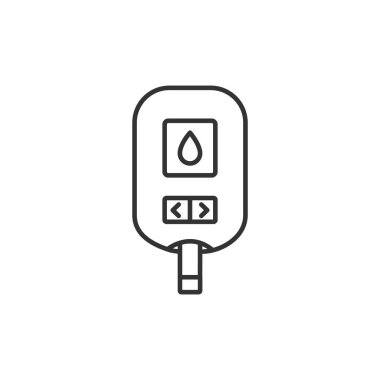 Beyaz arkaplanda izole edilmiş glikoz metre ana hat vektör simgesi