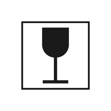 Beyaz arkaplanda izole edilmiş dağıtım için kırılgan cam vektör sembolü