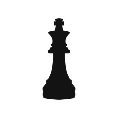 Siyah satranç kralı simgesi vektörü beyaz arkaplanda izole edildi.