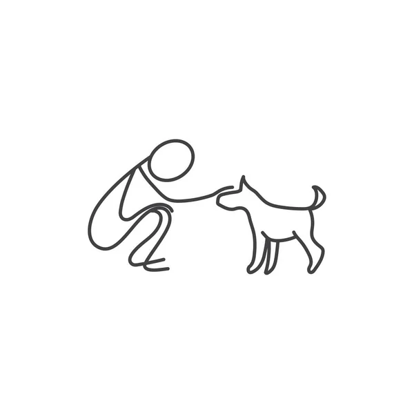 Man and pet dog stick figure vector — Stockový vektor