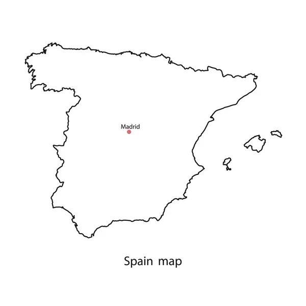 Spain world map country outline in black contour. Vector illustration. — стоковый вектор