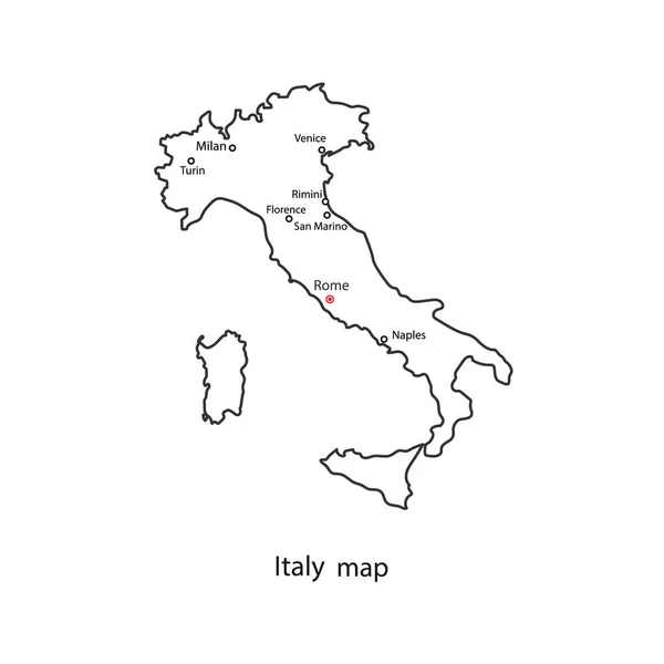 Italy world map country outline in black contour. Vector illustration. — Vettoriale Stock