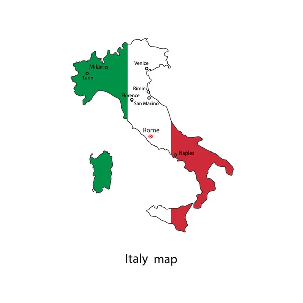 Itálie světová mapa obrysu země. Ikona barevného vektoru. — Stockový vektor