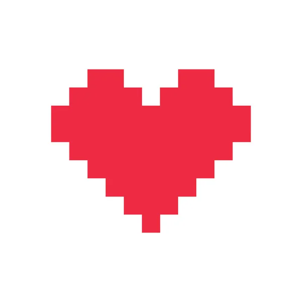 Czerwony prosty pikselowy serce ikona - wektor ilustracja — Wektor stockowy
