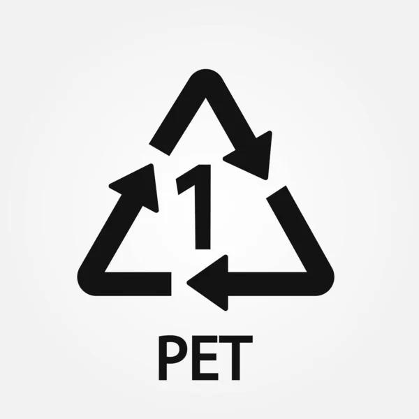 Simbolo riciclo plastica PET 1. Codice di riciclaggio vettoriale. — Vettoriale Stock