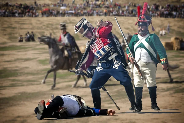 French Soldier attacking enemy soldier — Stock Photo, Image