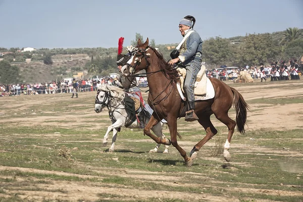 Soldati a cavallo nella rappresentazione della battaglia di Bailen — Foto Stock
